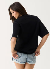 Grey Color Printed Rose Oversized T-shirt