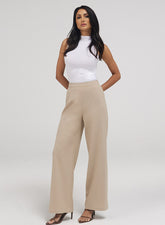 Flared Leg Formal Pant - Beige