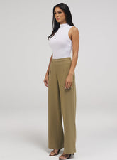 Flared Leg Formal Pant - Dark Beige