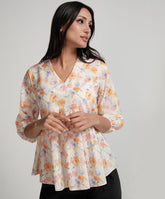 Vneck Elasticated Sleeve Top