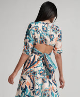 Back Tie Puffed Sleeve Dress