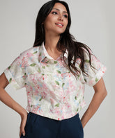 White Crop Shirt With A Patch Pocket