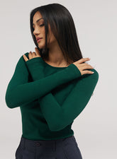 Rib Long Sleeve Top - Dark Green