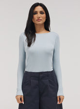 Rib Long Sleeve Top - Pale Blue
