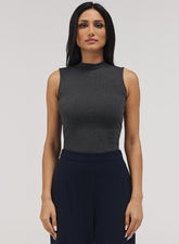 Rib Skinny Top - Dark Grey