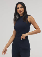 Rib Skinny Top - Navy Blue
