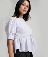 Detailed Line Peplum Lavender Top