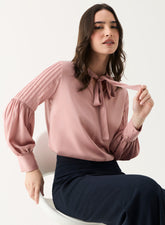 Pintucked Lantern Long Sleeve Top