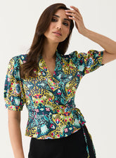 Peplum Crop Top with V Neck