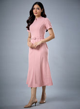 Fish Tail Short Sleeve Collar Dress