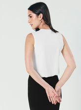 Frill And Pintuck Detailed Off-White Top