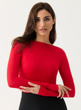 Long Sleeve Ponte Top - RED