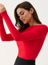 Long Sleeve Ponte Top - RED