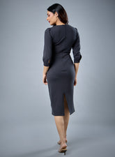 Waist Tie Ponte Bodycon Dress