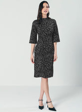 Half Flared Sleeve Printed Midi Dress