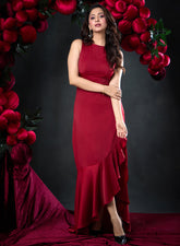 Back Cord Detail Satin Maxi Dress