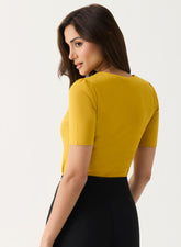 Curve Vneck Mustard Top