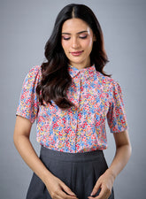 Printed Short Sleeve Chiffon Top