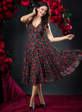 Halter Neck Printed Chiffon Dress