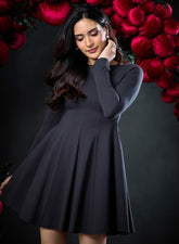 Long Sleeve Waistless Ponte Knit Dress