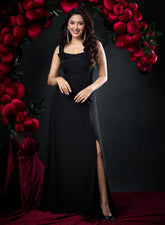 Frilled Sleeveless Chiffon Maxi Dress