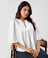 Vneck Flared Sleeve Baggy Cotton Top