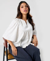 Vneck Flared Sleeve Baggy Cotton Top