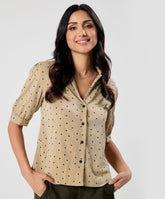 Lapel Detailed Ditsy Floral Cotton Top