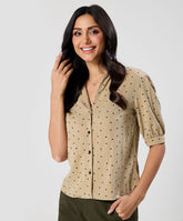 Lapel Detailed Ditsy Floral Cotton Top