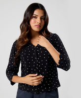 Scalloped Vneck Cotton Shirt