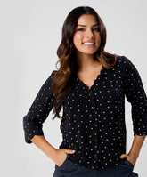 Scalloped Vneck Cotton Shirt