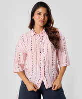 Flared Sleeve Cotton Shirt Top