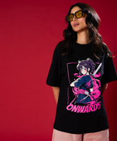 Fighter Girl Pink And Black Oversized Tshirt