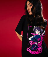 Fighter Girl Pink And Black Oversized Tshirt