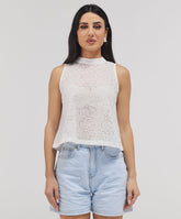 High Neck Sleeveless Cutlon Top