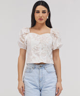 Puff Sleeve Front Open Cutlon Top