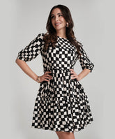 Diagonal Panel Printed Short Printed Dress