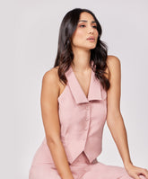 Halter Neck Buttoned Pink Top