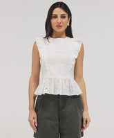 Side Detailed Petite Peplum Top