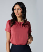 Neck And Sleeve Pleated Chiffon Top