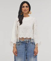Scalloped Thread Detailed Crop Top