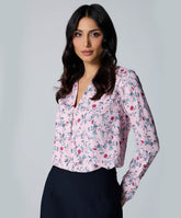 Vneck Rose Printed Long Sleeve Top