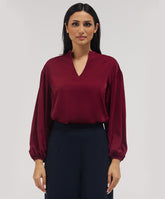 Front Neck Open Long Sleeve Top