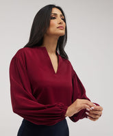 Front Neck Open Long Sleeve Top