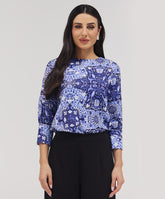 Printed Half Sleeve Chiffon Top With A Cuffed Sleeve