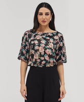 Wide Neck Crushed Chiffon Formal Top