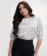 Half Sleeve Printed Chiffon Print Top