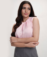 Round Neck Extended Sleeve Satin Top