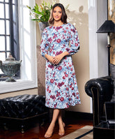 Round Neck Chiffon Printed Shift Dress