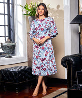 Round Neck Chiffon Printed Shift Dress